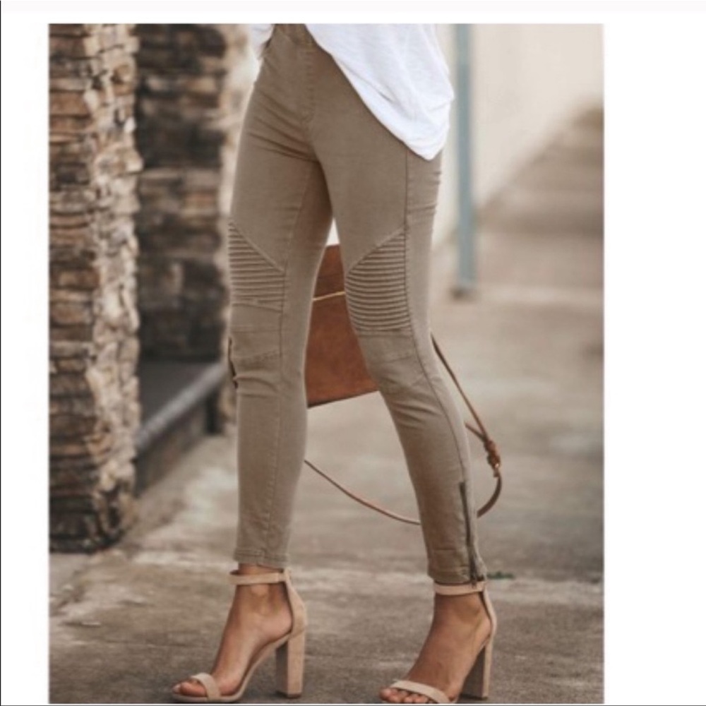 Mocha Moto Leggings with Ankle Zip